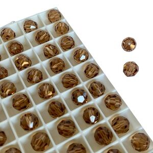 Swarovski Lot/24 8mm Round Faceted Crystals - Lt Smoked Topaz - Austria